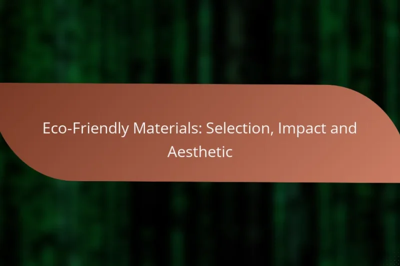 Eco-Friendly Materials: Selection, Impact and Aesthetic